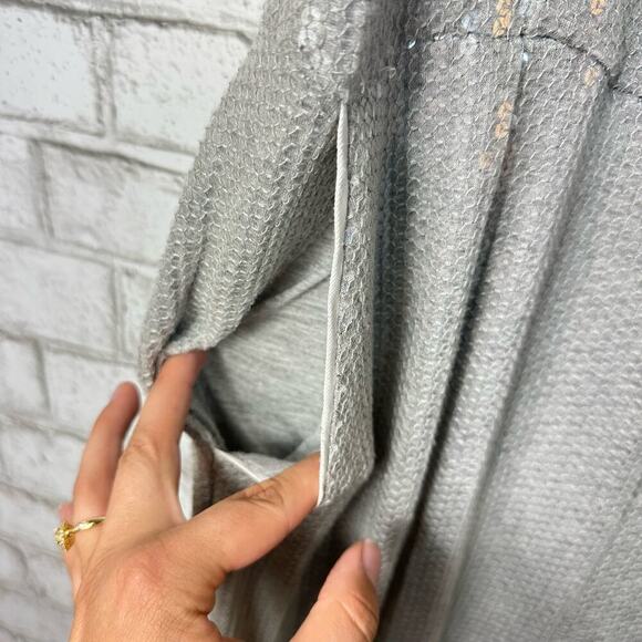 Anthropologie Ett:twa Claudette Jumpsuit Romper Sequin Crop Gray 14 - Picture 8 of 14